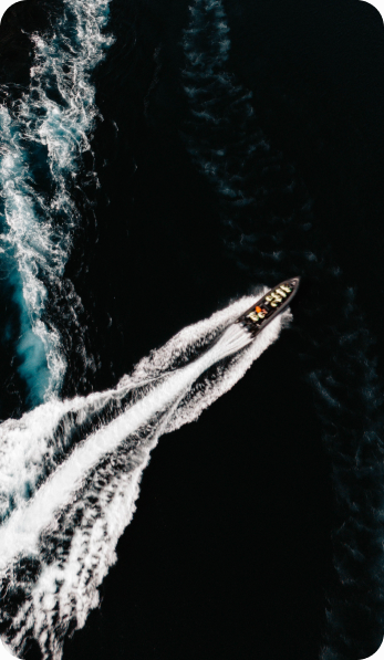 Aerial view of a fast boat